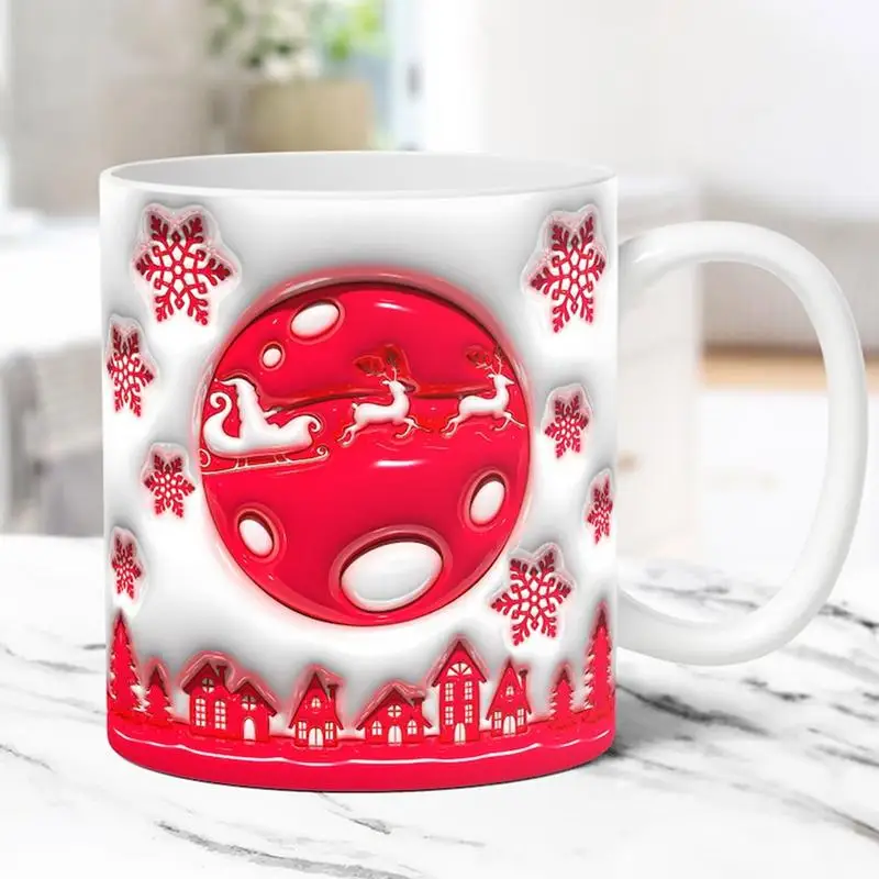 Santa Mug Colorful Ceramic Christmas Mug 3D Elk Cup Cute Holiday Mug Winter Mugs Dishwasher 350ml For Coffee Juice Hot Tea Milk