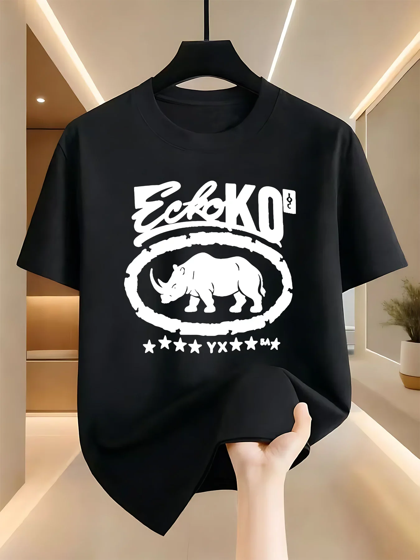Five Star Decor Ecko Rhino Front T-Shirt Korea US Best Seller Breathable Crew Neck Urban Retro Cotton Basic Tee