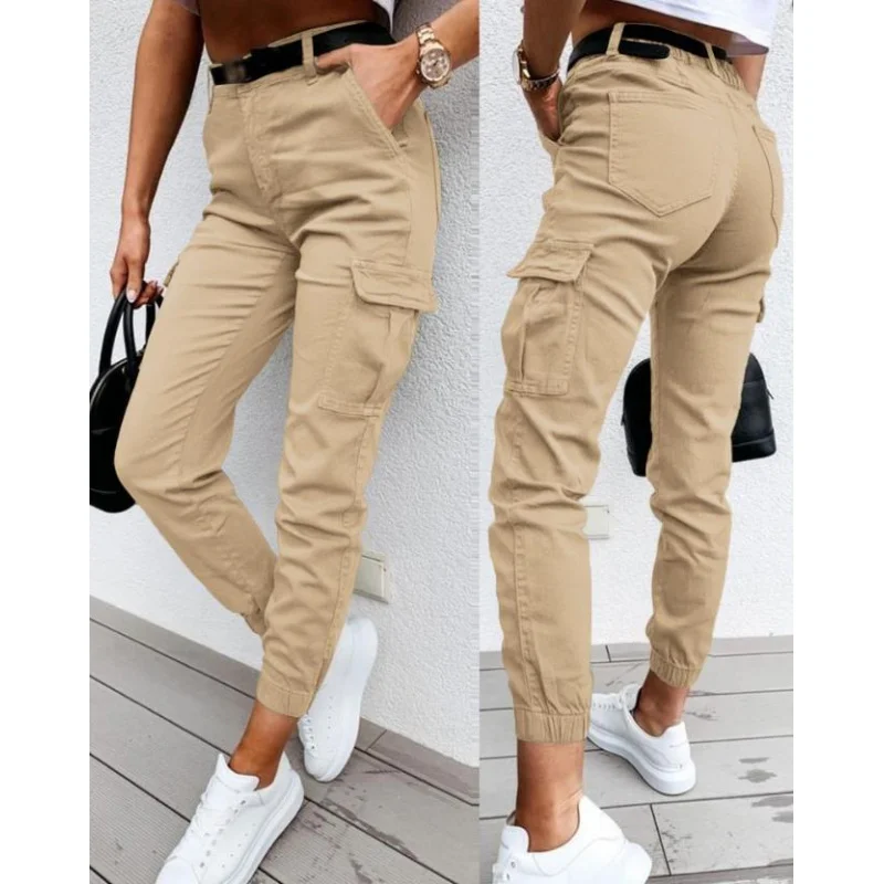 2022European and American Women's Clothing in Stock Tappered Work Clothes Trousers