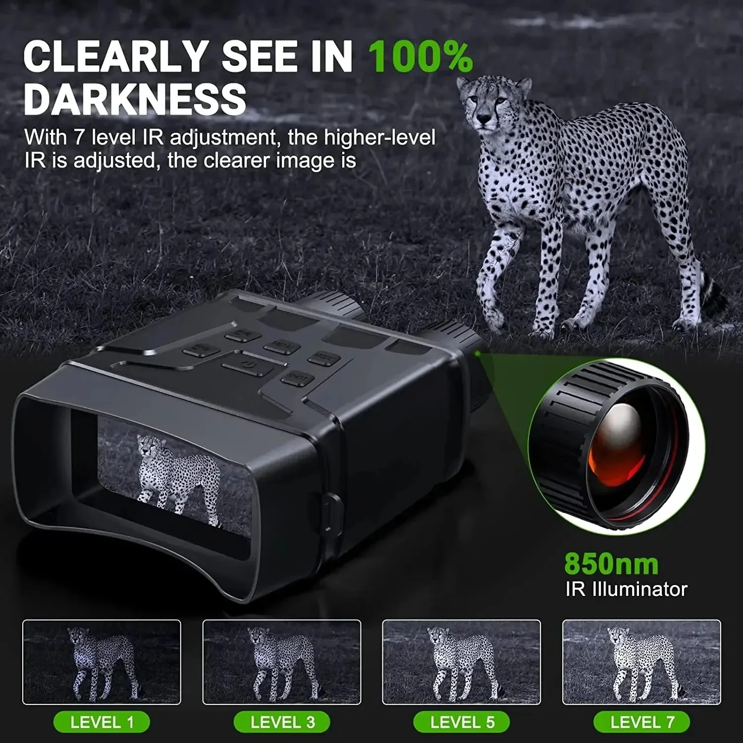 R6 Binoculars Night Vision Device 850nm Infrared 1080P HD 5X Digital Zoom Hunting Telescope Outdoor Day Night Dual Use 300m