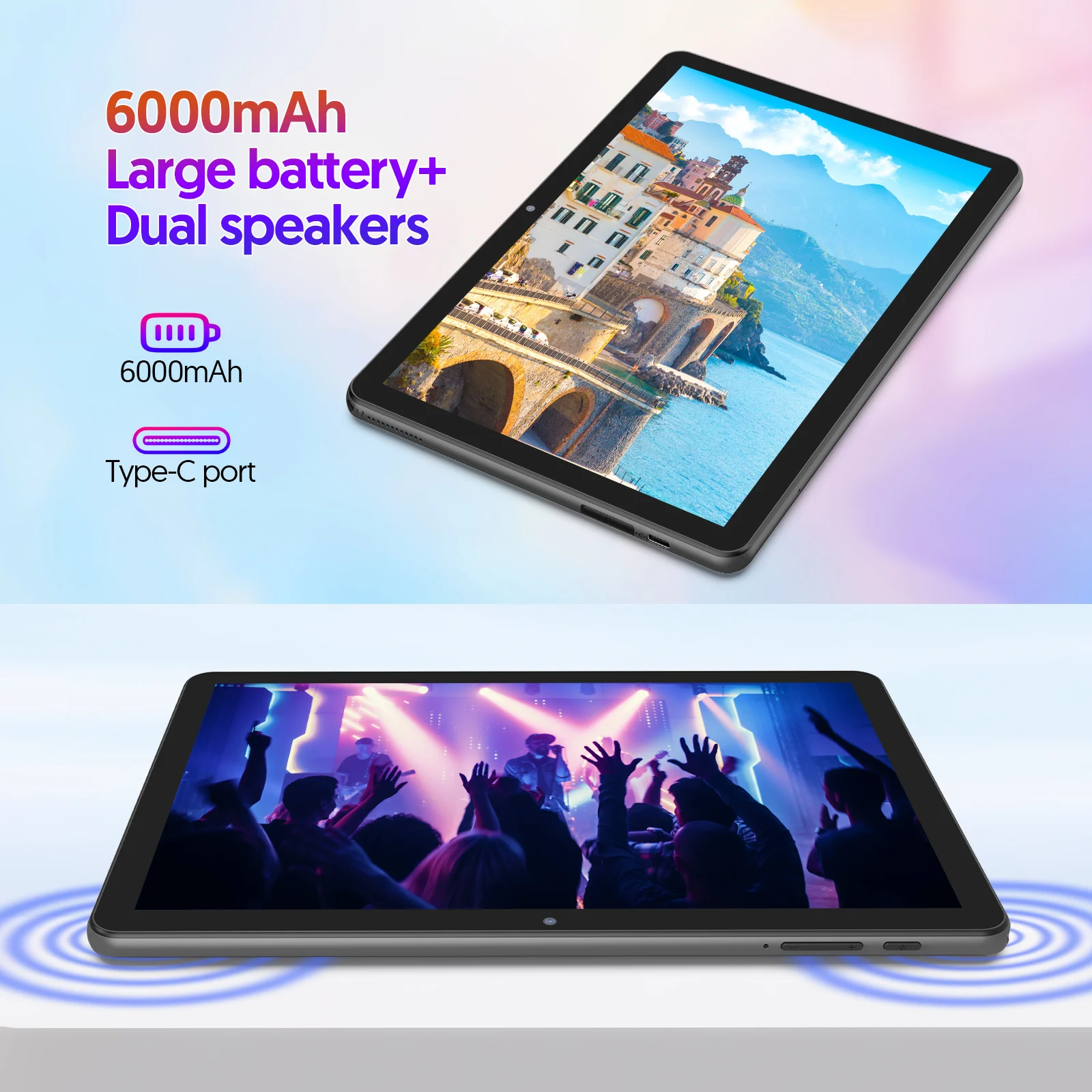 10-inch Android 14 tablet, octa-core processor, 8GB (4+4) RAM, 64GB ROM storage space, 1TB expandable memory, holiday gift