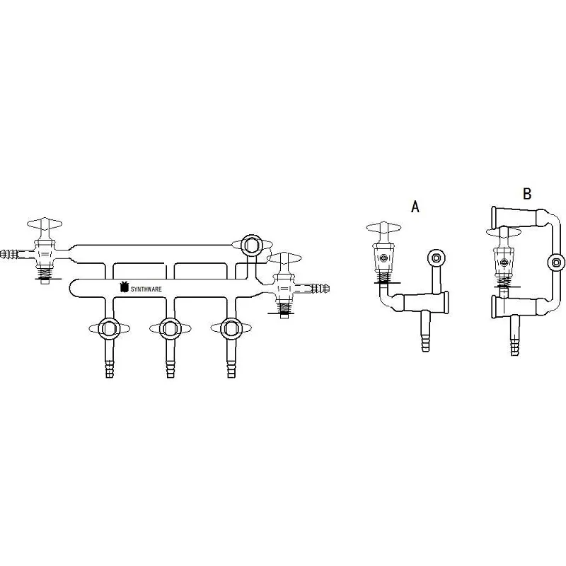 SYNTHWARE Distributor with double row pipes, Hollow plug with double slanted holes, New type, Borosilicate, M38