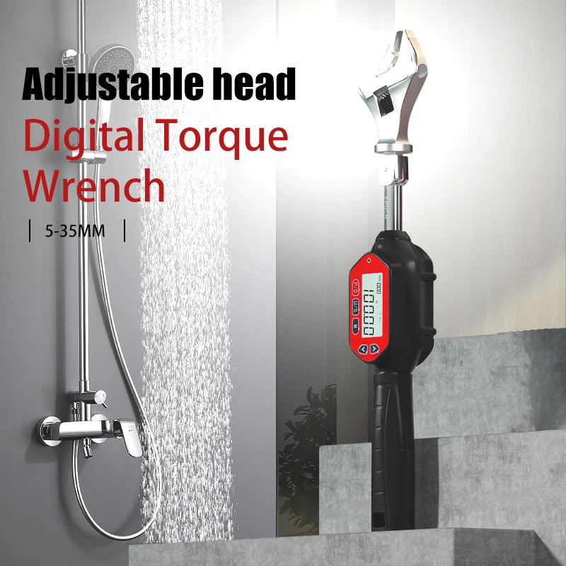 

Digital Torque Wrench 3-100Nm Adjustable, Electronic Open End Jaw with Buzzer, LED, Calibrated - Spanner