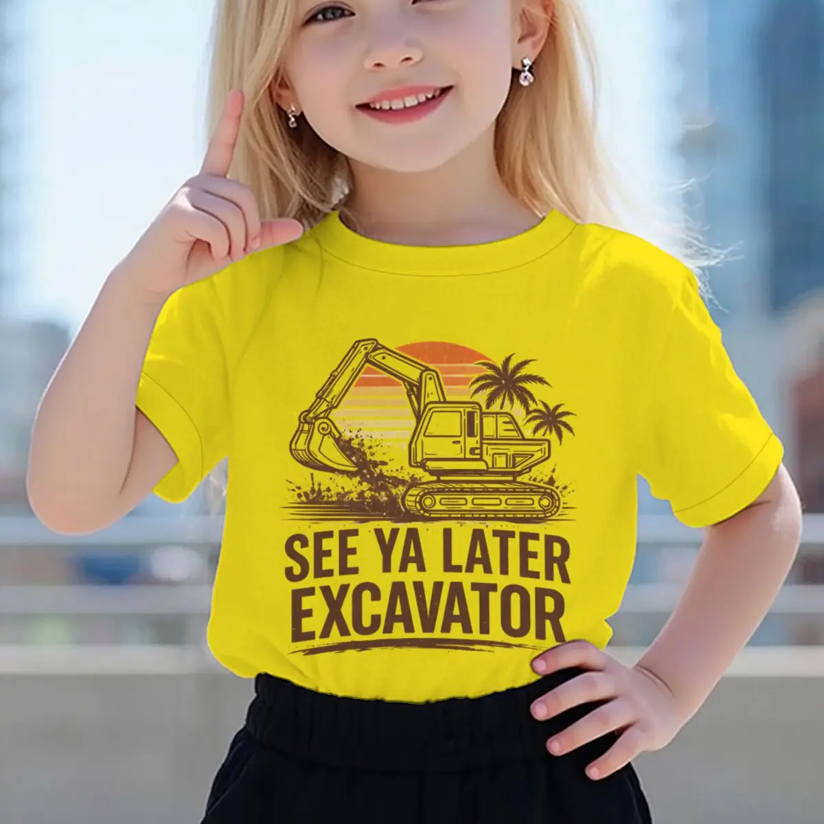 Summer Construction Truck Boy T-shirts Baby Short Sleeve Excavator Tops See Ya Later Excavator Children's Clothing Cotton Tee