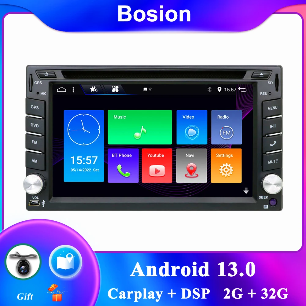 

2 din Android 13 car radio tape recorder stereo For Universal 2din autoradio car dvd GPS Navigation Steering Wheel Wifi Map