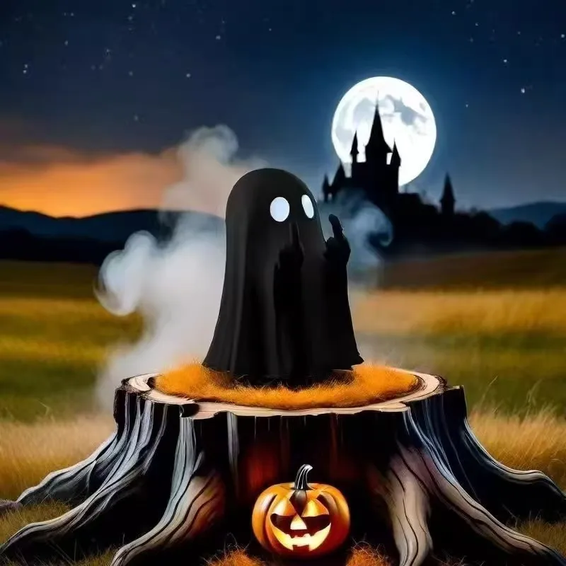 Cute Middle Finger Ghost Statue, Small Halloween Decor for Home, Centerpiece for Coffee Table, Adorable Horror Figure
