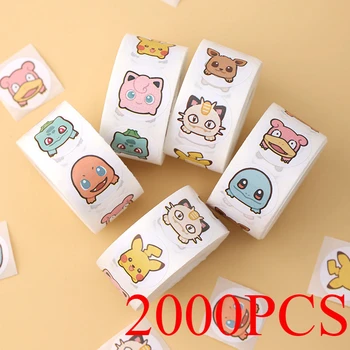 500/2000 sztuk Anime śliczne Pokemon naklejki Kawaii Pikachu Charizard okrągłe naklejki uszczelniające rolki naklejki naklejki na bagaż zabawki