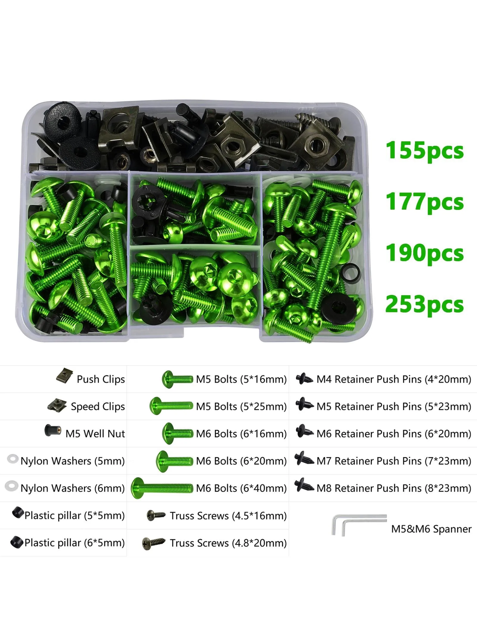 Kit universel de boulons de carénage de pare-brise de moto, pour Kawasaki Ninja ZX-4R ZX-6R ZX-10R ZX-25R Ninja 250 300 400 500 650 1000