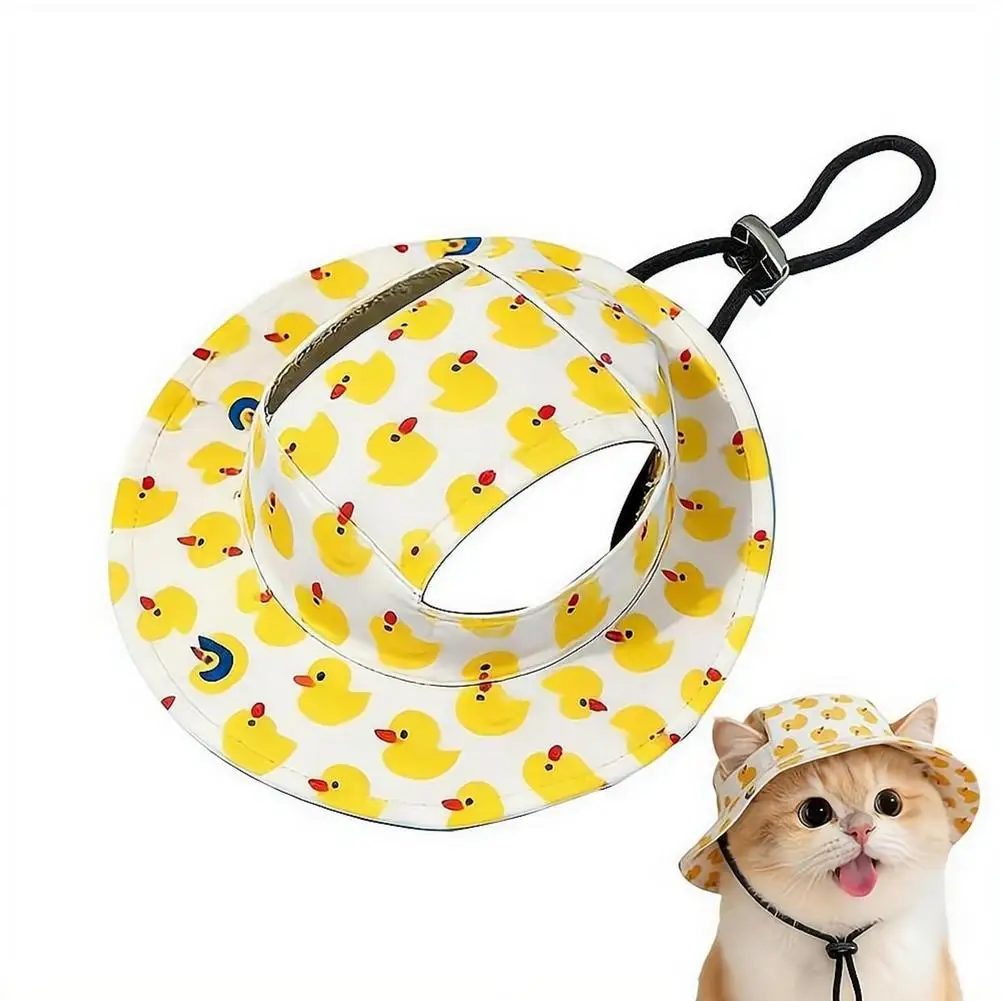 Adjustable Pet Sun Visor Hat for Dogs Cats Summer UV Protection with Elastic Chin Strap for Small Medium Breeds Outdoor Walking