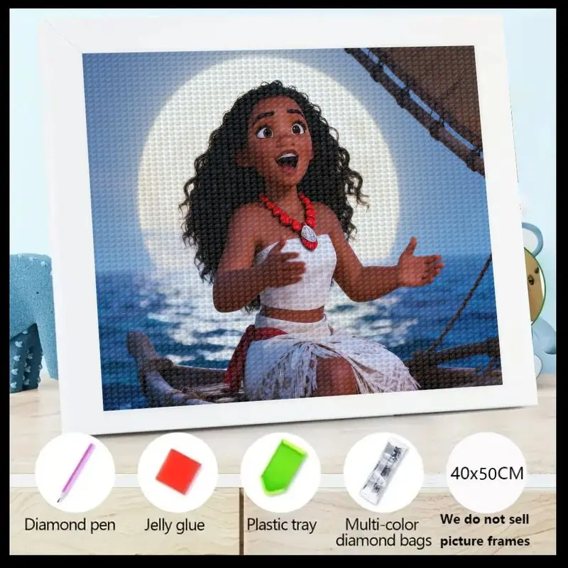 

1 шт. Disney Moana 5D полный дрель набор для алмазной живописи, набор для вышивки кристаллами и стразами «сделай сам», мультяшный анимированный персонаж, драгоценный камень P