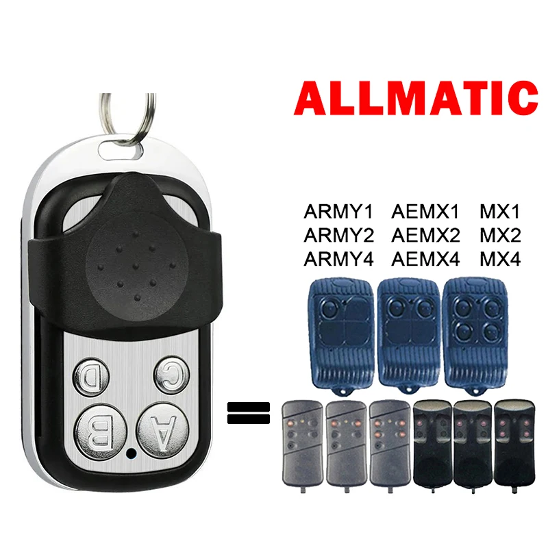 CLone ALLMATIC ARMY4 ARMY2 ARMY1 AEMX4 AEMX2 AEMX1 MX4 MX2 MX1 Garage Door Opener Remote Control 433.92MHz Fixed Code