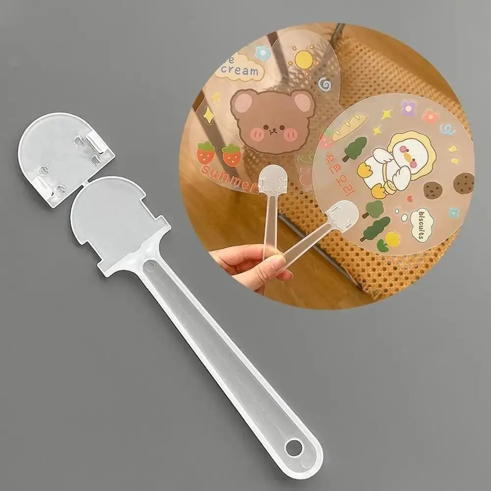10Pcs Fan Accessories Transparent Hand Fan Handle Portable Plastic Graffiti Fan Handle DIY Practical Kindergarten Fan Handle Fan