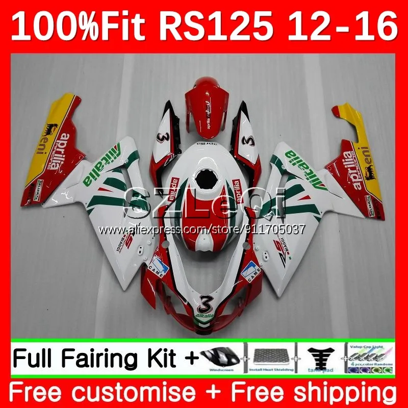 Injection Body For Aprilia RSV125 R RS 125 RS4 RS125 White red 12 13 14 15 16 14No.112 RS-125 2012 2013 2014 2015 2016 Fairing