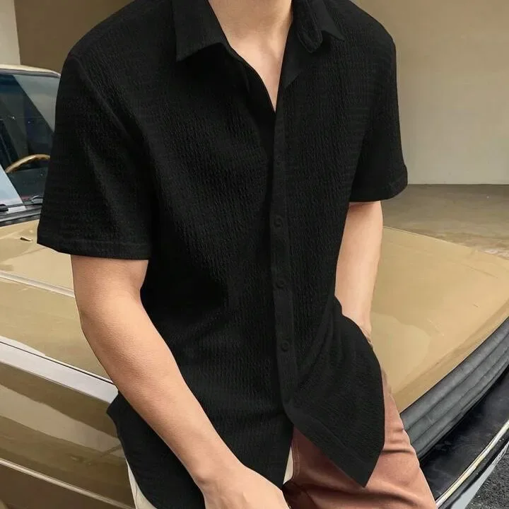 Men's Short-sleeved Commuter Shirt Casual 2025 New European and American Men Out