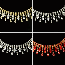 3Cm Short Tassel Rhinestone Chain Dense Horse Eye Glass Diamond Pendant Applique Trims Decoration Crystal Clothing Accessories
