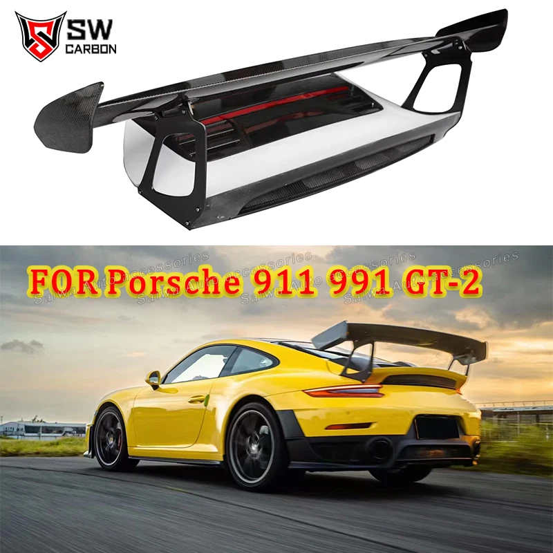 عالية الجودة ألياف الكربون GT2 نمط الجناح الخلفي لبورشه 911 991 2019 + الخلفية سباق السيارات التصميم الذيل الشفاه الجناح المفسد طقم الجسم