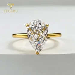TFGLBU Teardrop Moissanite Rings Oval Cut 1/2/3/4CT Real S925 Sterling Silver Jewelry For Wedding Engagement Ring With Certified