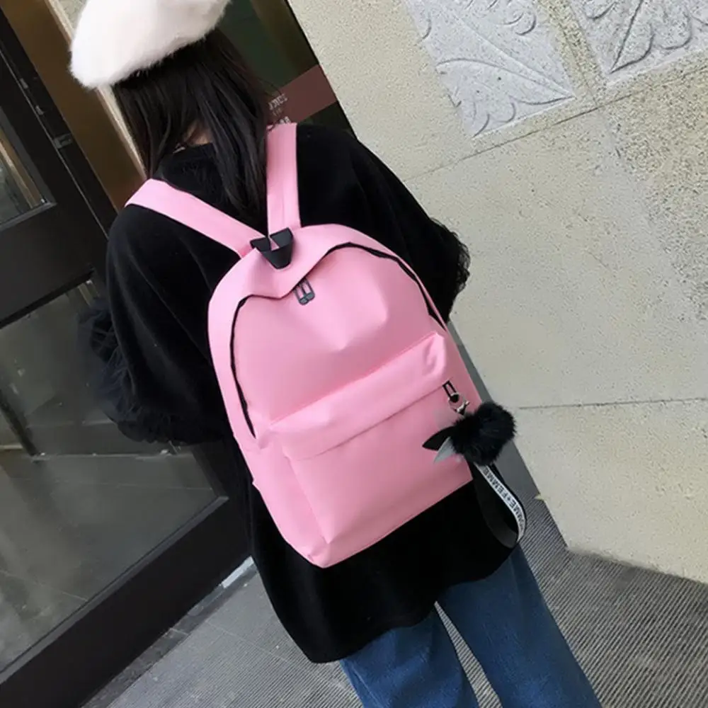 Mochila de lona estilo coreano casual para mulheres, mochila escolar para viagens, bolsa de armazenamento