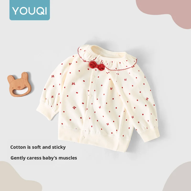 

【Youqi】Chinese Baby Tops for 0-2 Year Olds, Spring and Autumn, Girls' Cardigans for Going Out, Casual Sweatshirts, Loungewear