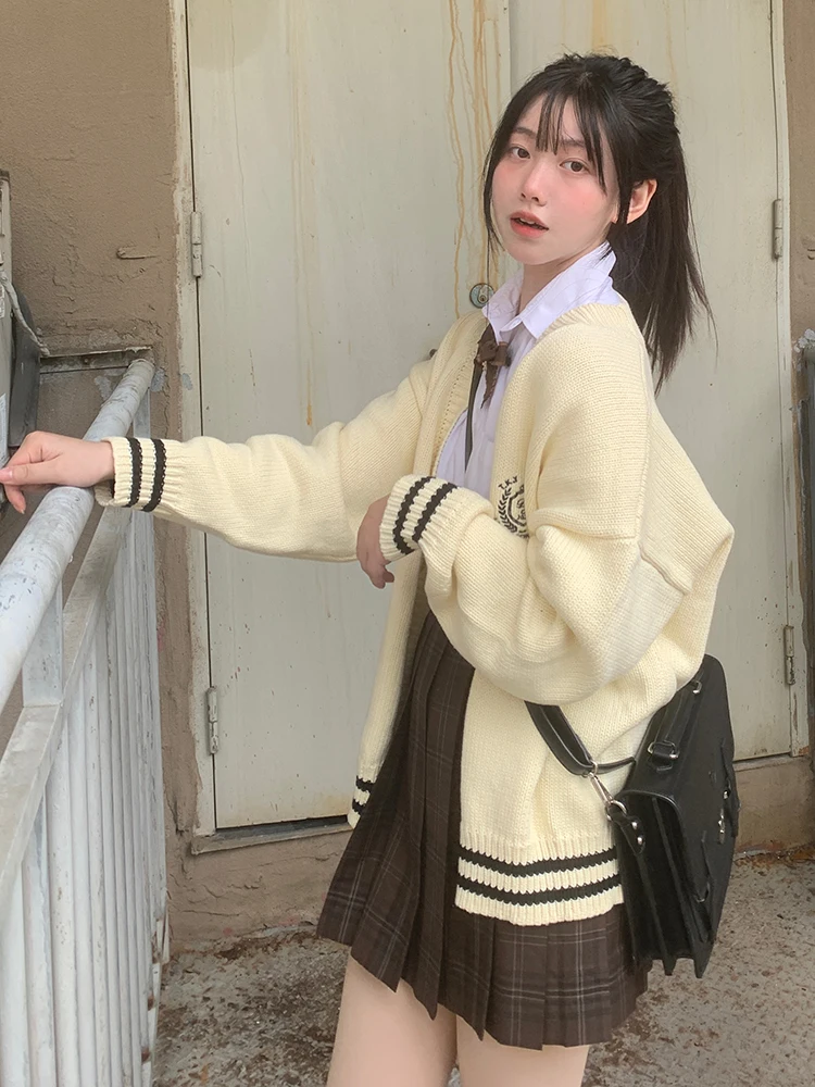 

Женский вязаный свитер Long Sve Jk Tokyo Annual Record Lazy Sle, ветровка для колледжа, верхняя одежда с v-образным вырезом, полиэтиленовый...