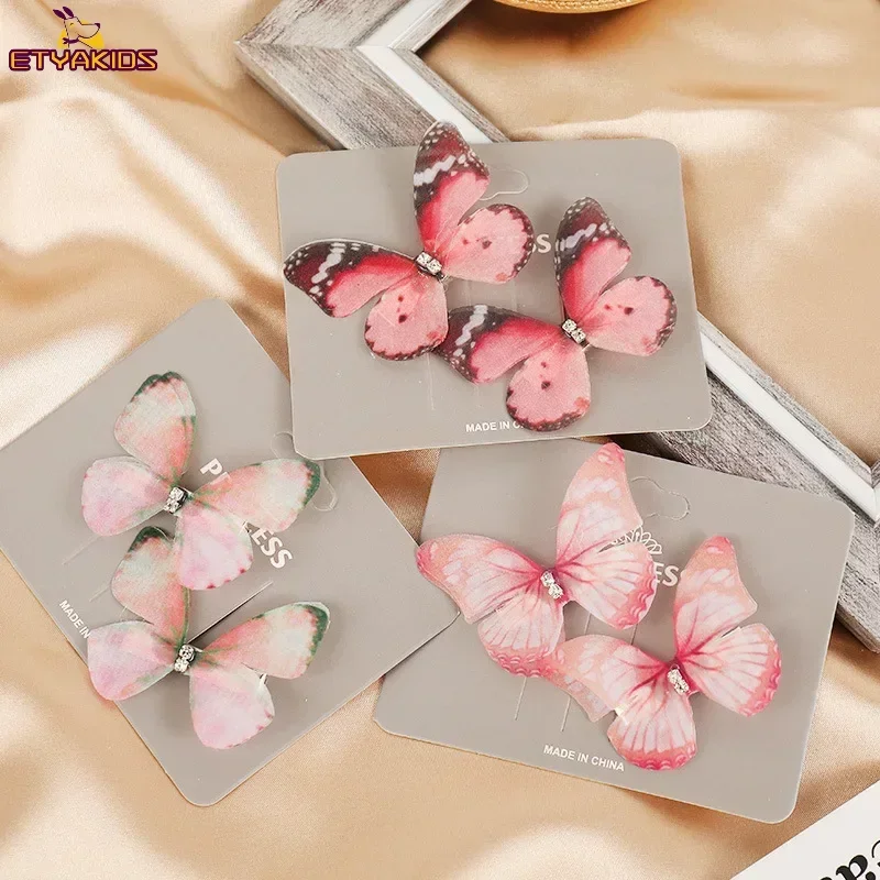 New Kids Colorful Butterfly Hairpin Hair Clips Fashion Kids Barrettes Bobby Pins Diamond Butterfly Clip Hairdressing Accessories