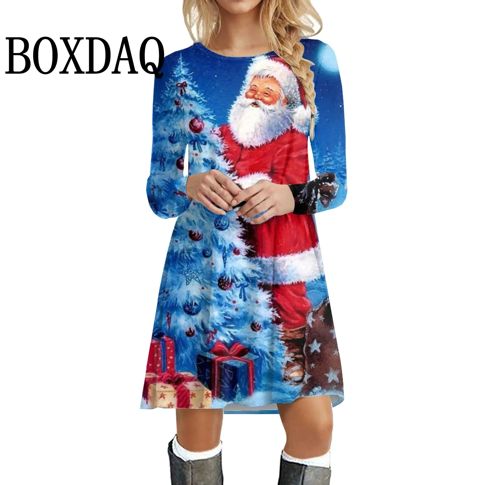 Women Long Sleeve Festival Dresses 2025 Christmas Gifts Mini Dress Casual Loose Fashion Party Ladies A-Line Dress Womens Vestido