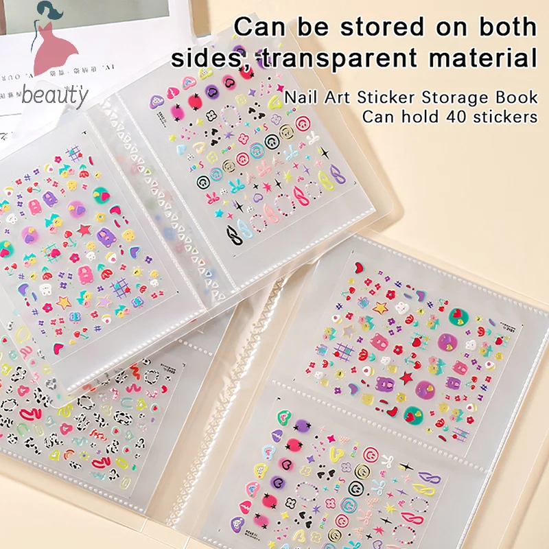 Matte Transparent Nail Sticker Album Pack Storage 20pages Collecting Holder Nail Art Display Dust-Proof Showing Book Container