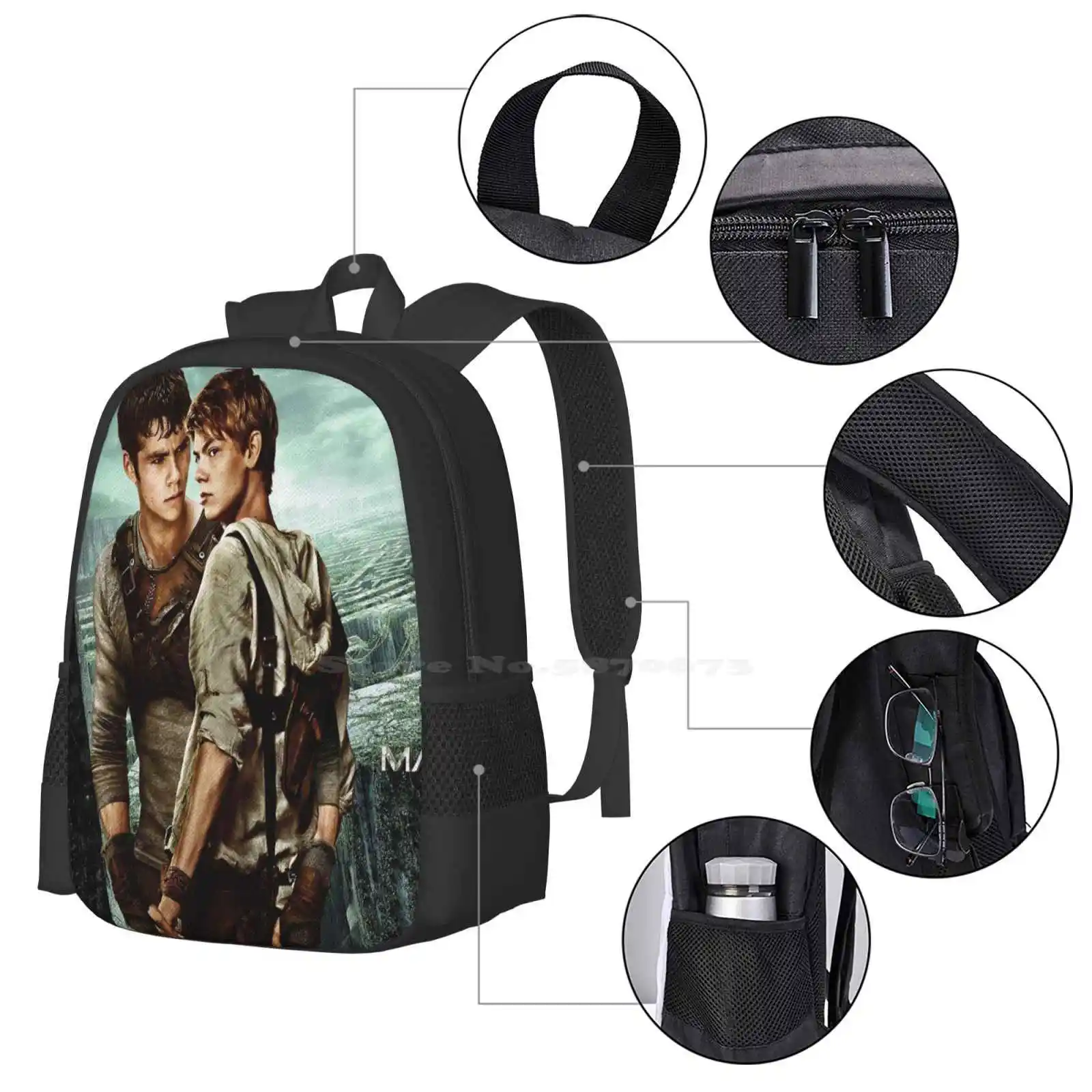 Newt X Thomas-Maze Runner Pattern Design Bag Student'S Backpack Newtmas Dylmas Auserw?Hlte Im Labyrinth Movie Yaoi Boy Love