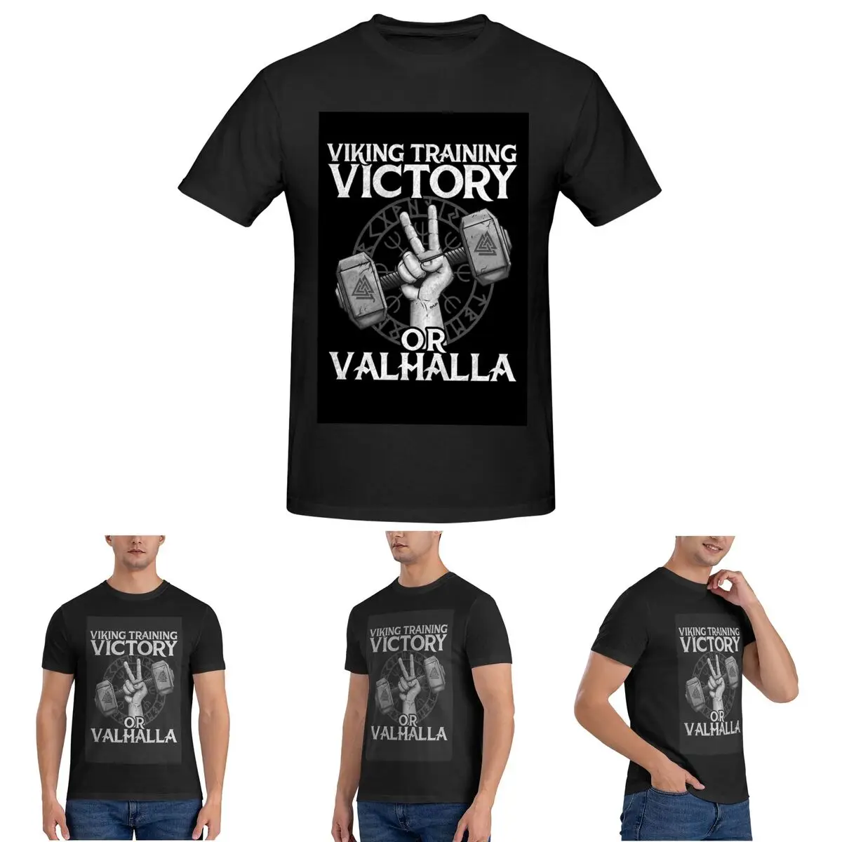 

Viking Training Victory Or Valhalla T-Shirt for Men Cotton Oversized T Shirts Men's Short Sleeve Round Neck Summer Clothes Tops