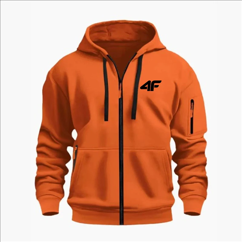 Sweat-shirt à capuche pour homme, manches longues, fermeture éclair, vêtements de sport, veste décontractée
