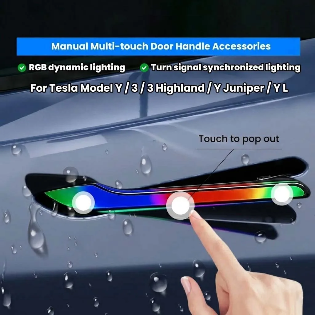 Newest Smart Wireless Auto Door Handle for Tesla Model Y/3/Y L/Y Juniper/3 Highland Flow Light Multi-touch Electric Door Handles