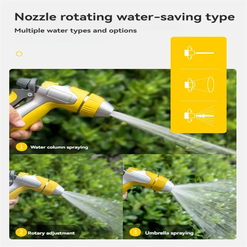 Yellow High Pressure Water Pipe Hose Brushing Artifact Car Wash Water Gun  Automatic Water Hose Reel Water Pipe Storage Tool