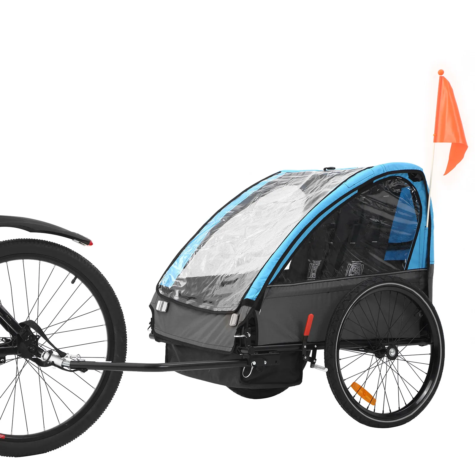 

Foldable Kids Bike Trailer Quick Attach to Bike with 5-Point Harness and Storage Bags Suitable for 1 or 2 Kids 12+ Months Baby