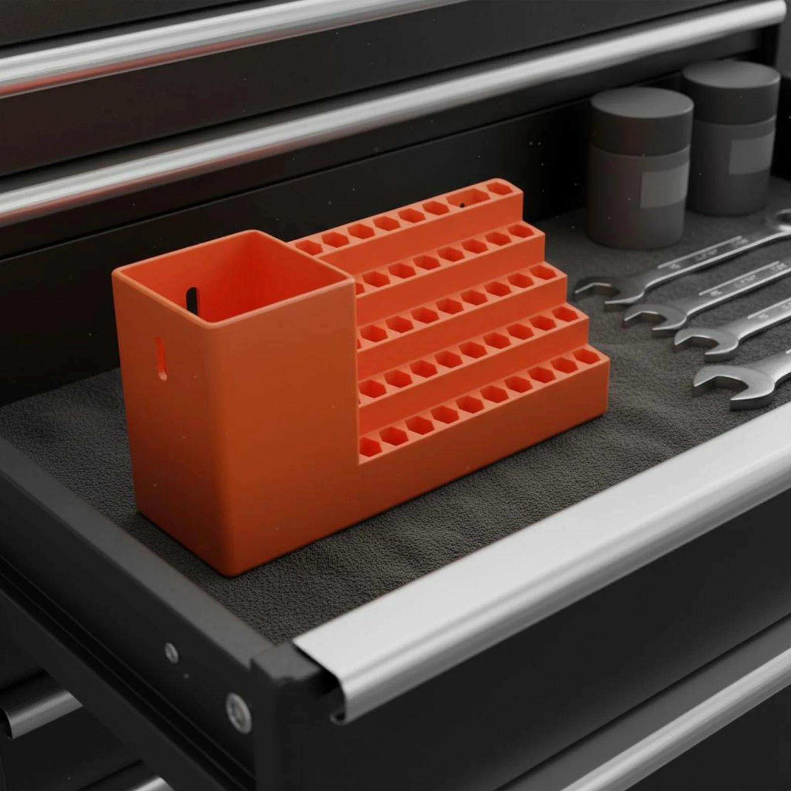 Orange Drill Bit Holder Rounded Edges Hex Bit Organizer Tool Storage PP Plastic Rectangular