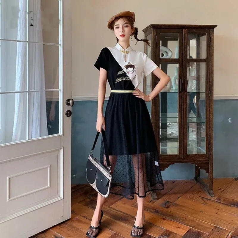 Cheongsam Young 2025 New Improved Chinese Style Cheongsam Dress Small Short Women'S Printed Chinese Dress Qipao Vestidos 12577 G