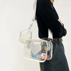 PVC Transparent Clear Bag Women Men Phone Shoulder Crossbody Bags Casual Messenger Bags Stadium Approved for Concerts Festivals