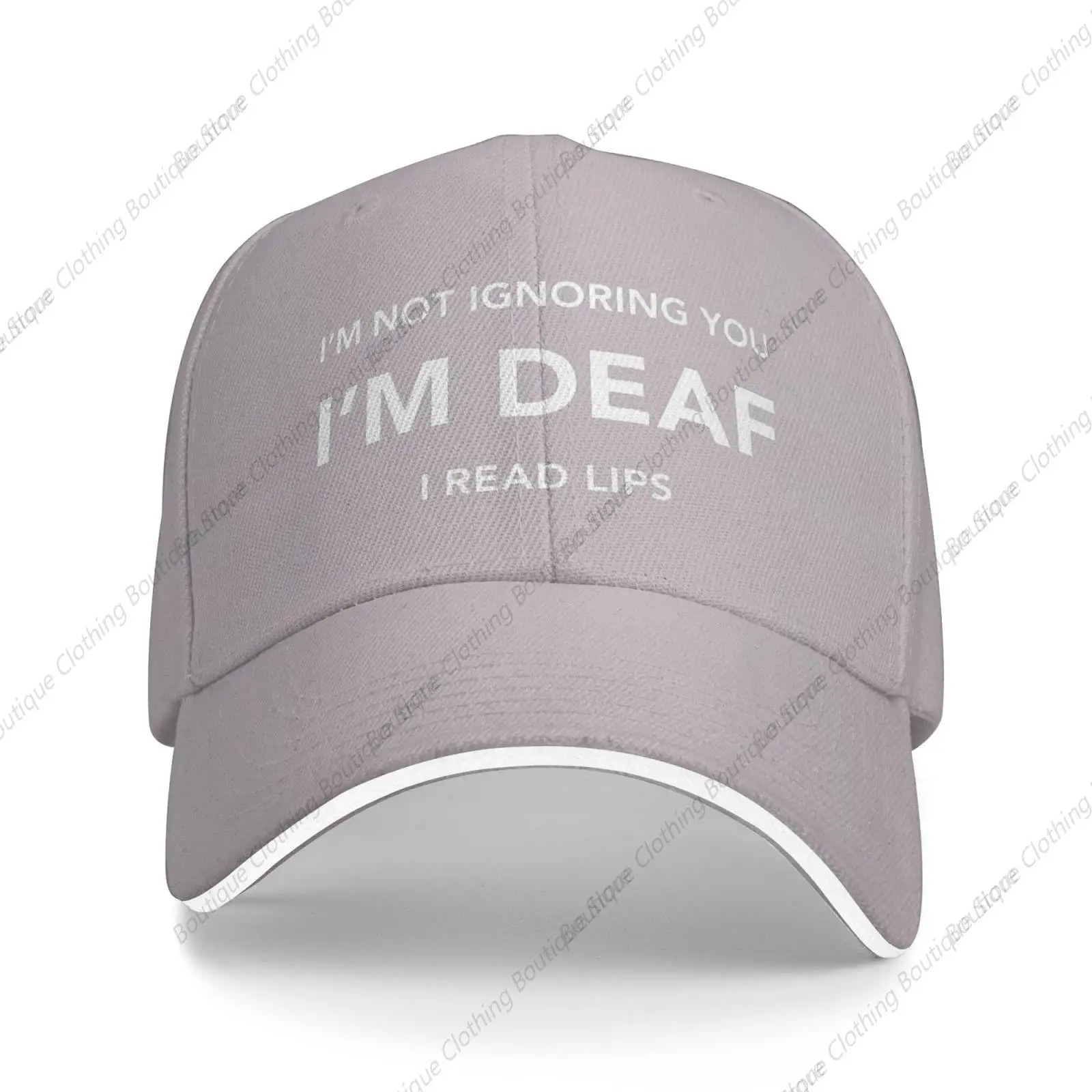 I'm Not Ignoring You I'm Deaf I Read Lips Baseball Cap Summer Sun Hat Gift Women Trucker Hat Men Dad Hat Gray