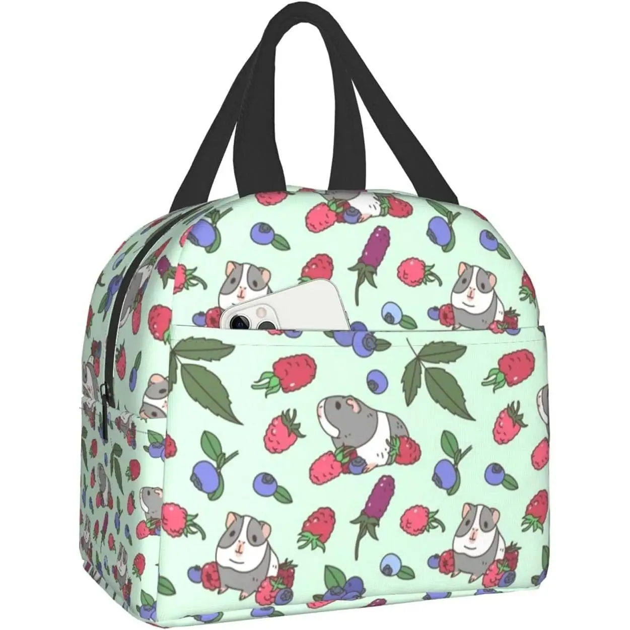 

Lunch Bag Reusable Cute Gray Guinea Pig Waterproof Tote Lunch Box Thermal Cooler Lunch Tote Bag For Work Office Travel Picnic