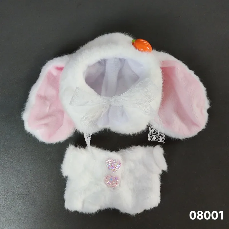 Vêtements pour poupées idole Labubu Ii, 15-17cm, accessoires de tenue de fête assise, vêtements en peluche à oreilles de lapin, cadeau pour enfants, bricolage