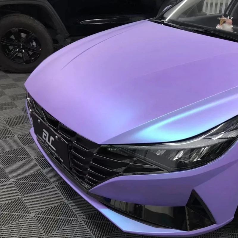 

Сатиновая виниловая пленка для оклейки авто, цвет «Лавандовый синий ледник», с технологией Air Release, самоклеящаяся, меняющая цвет, фиолетово-синяя, в рулоне