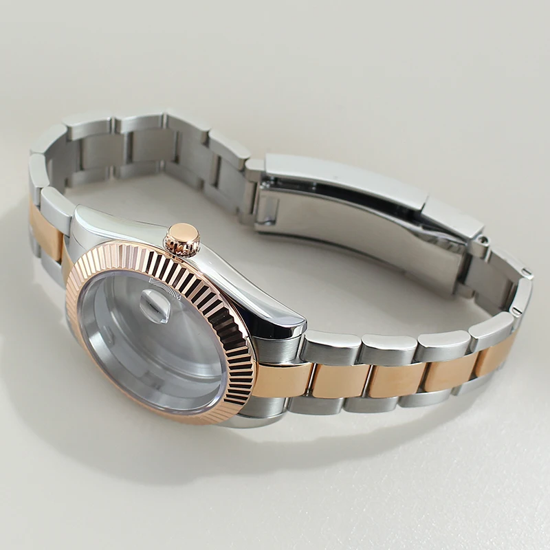 Caja de reloj de 10ATM, 36mm, 40mm, cristal de zafiro para movimiento Nh35 Nh36 Nh34 8215, esfera de 28,5mm, pulsera PVD dorada, estilo de diseño Datejust