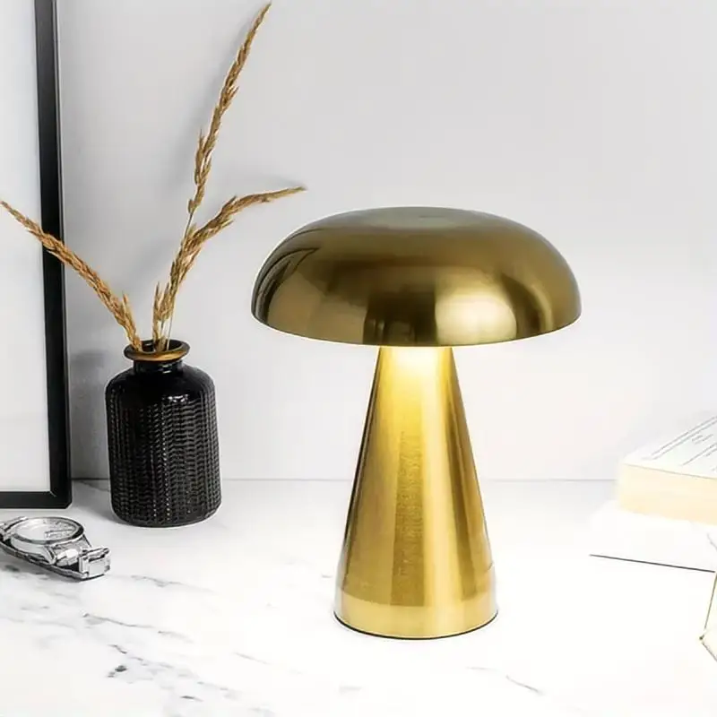 مصباح طاولة LED فطر دنماركي ، عاكس بلا حدود ، مادة حديدية ، قابلة لإعادة الشحن USB ، بطارية كبيرة ، مصابيح ديكور منزلي ، 3 ألوان