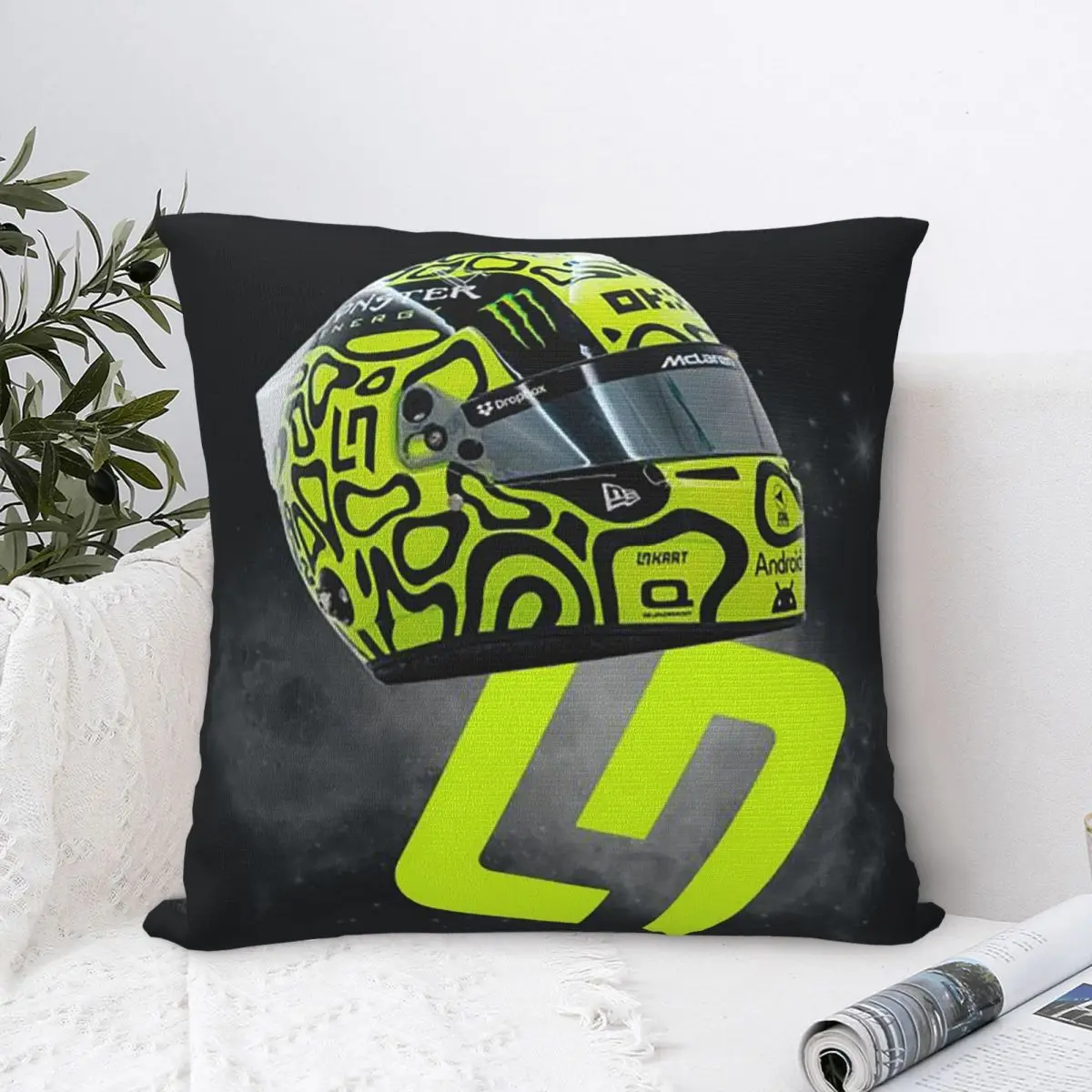 غطاء وسادة مربع من Lando Norris غطاء وسادة من البوليستر بسحاب ديكور مريح لغرفة المعيشة المنزلية
