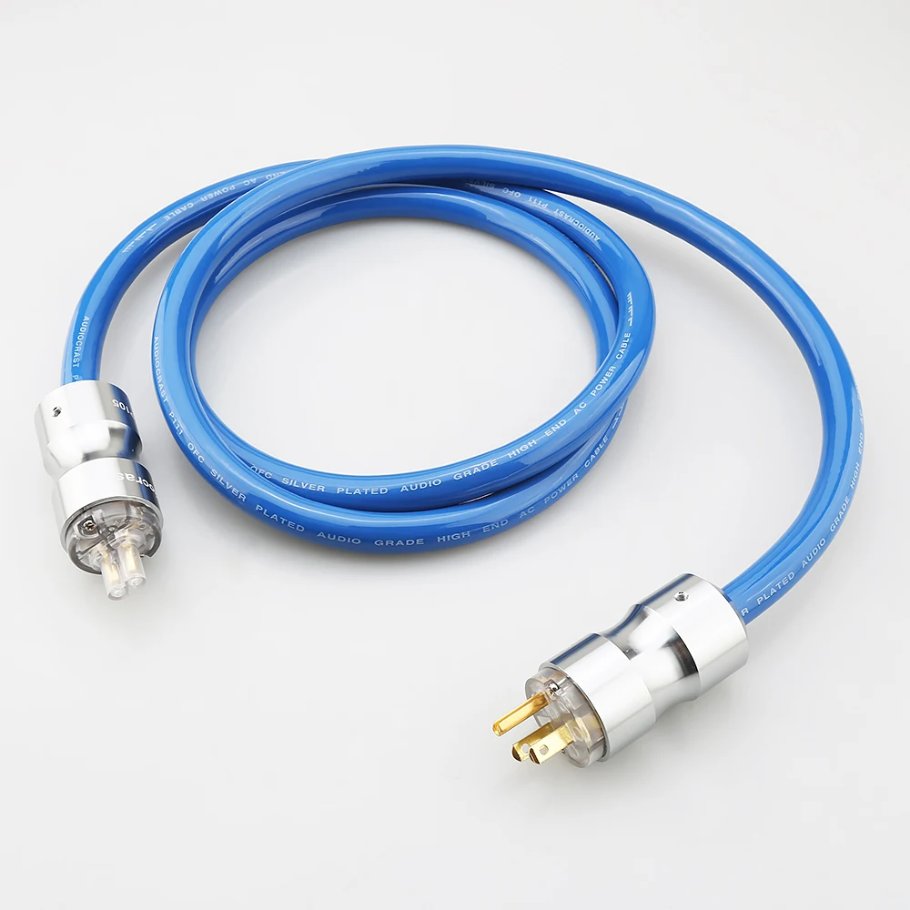 P111 HIFI 電源 EMC シールド銀メッキシュコ電源ケーブル EU/US 電源ケーブル、図 8 IEC メスプラグ付き