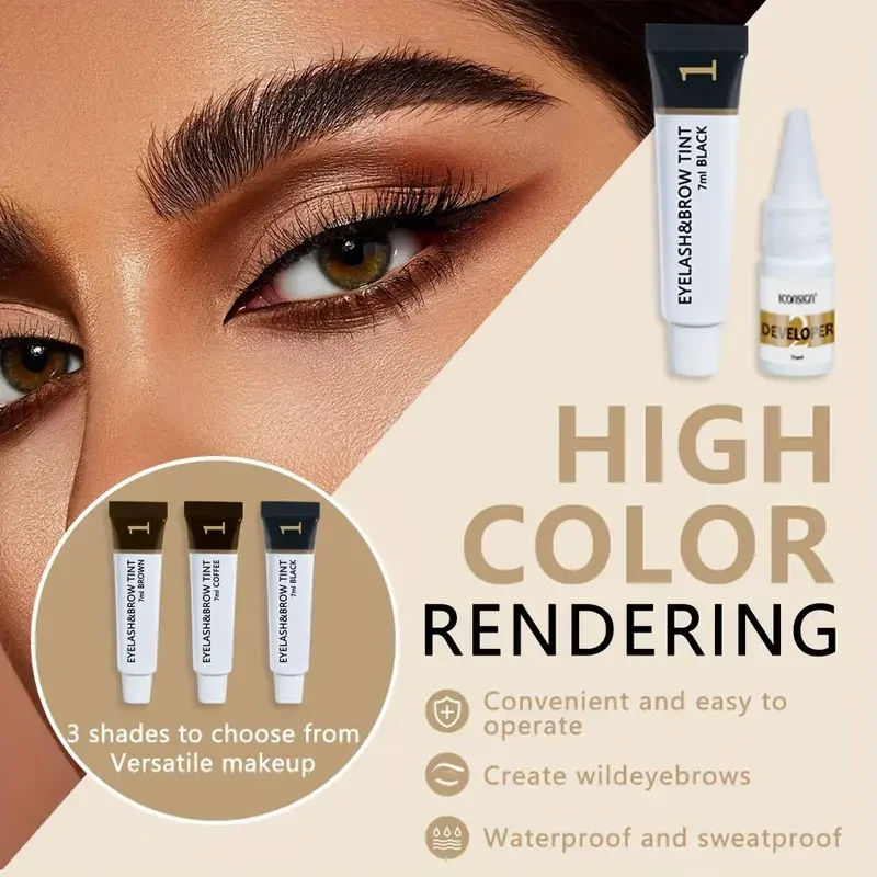 Eyebrow Dye Kit, Waterproof and Sweat-proof Eyebrow Dye, Comes with a Brush, Long-lasting Eyebrow Shaping and Enhancement Effect