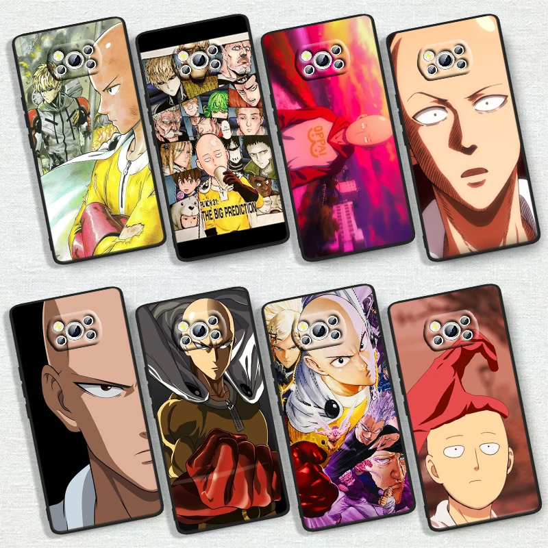 Anime One-Punch Man Cool For Xiaomi Poco X6 X5 X4 X3 F4 F3 NFC M6 M5 M4 GT S Pro 4G 5G C65 Black Soft Phone Case