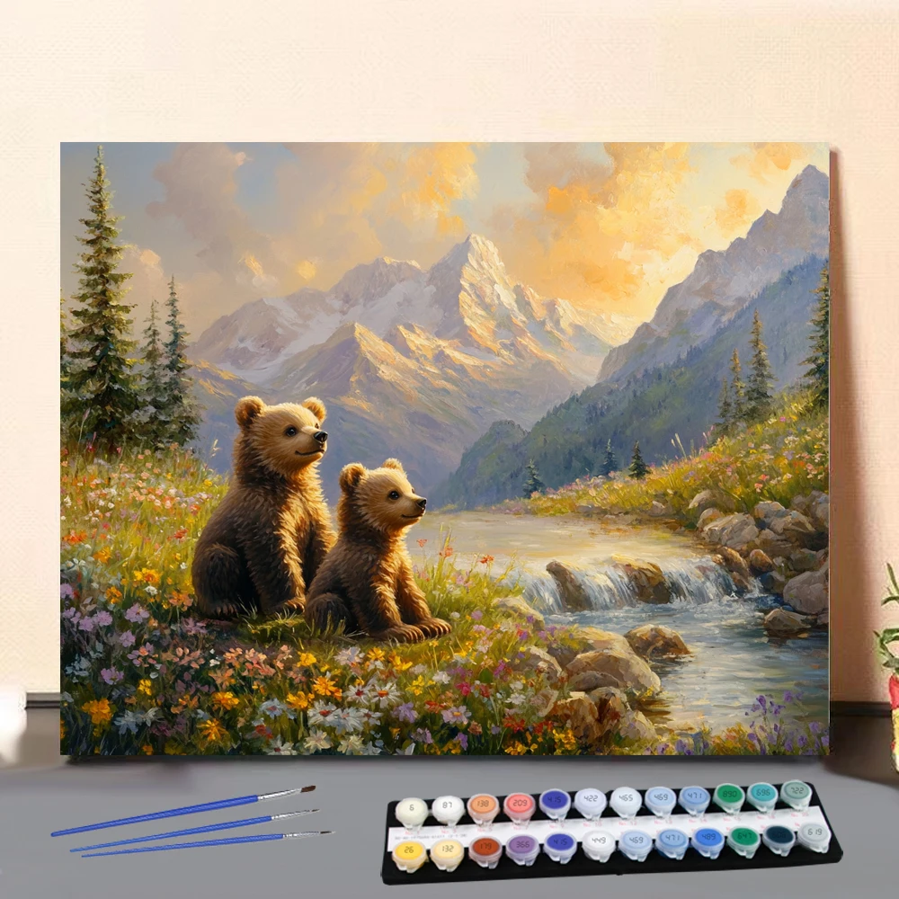 

Картина по номерам «Мишка в джунглях», цифровая картина, ручная работа, подарок для взрослых и детей, украшение на стену D