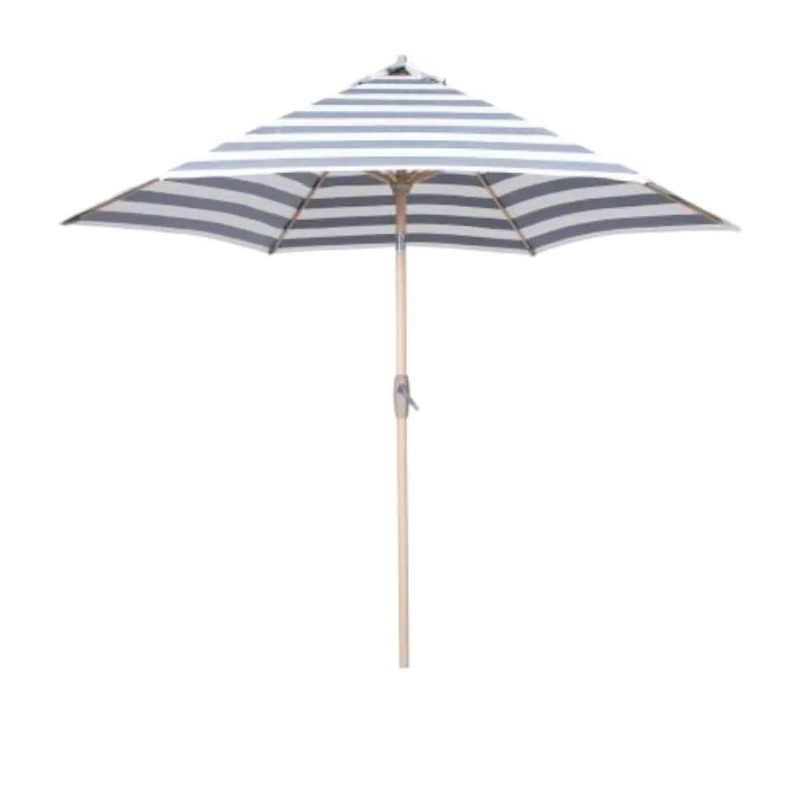 Striped Patio Umbrellas Outdoor Table Market Umbrellas with Crank and Pust Button Tilt Auto-Tilt, 8 Steel Ribs, High Color-Fast