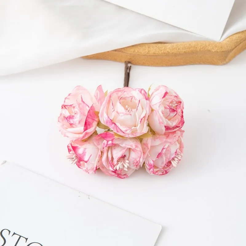6 Stück Künstliche Blumen, Kunstseidenrosen mit Staubgefäßen für Weihnachtsgirlanden, Heimdekoration, Blumentöpfe, Hochzeitsbogen-Dekoration – Detail 12