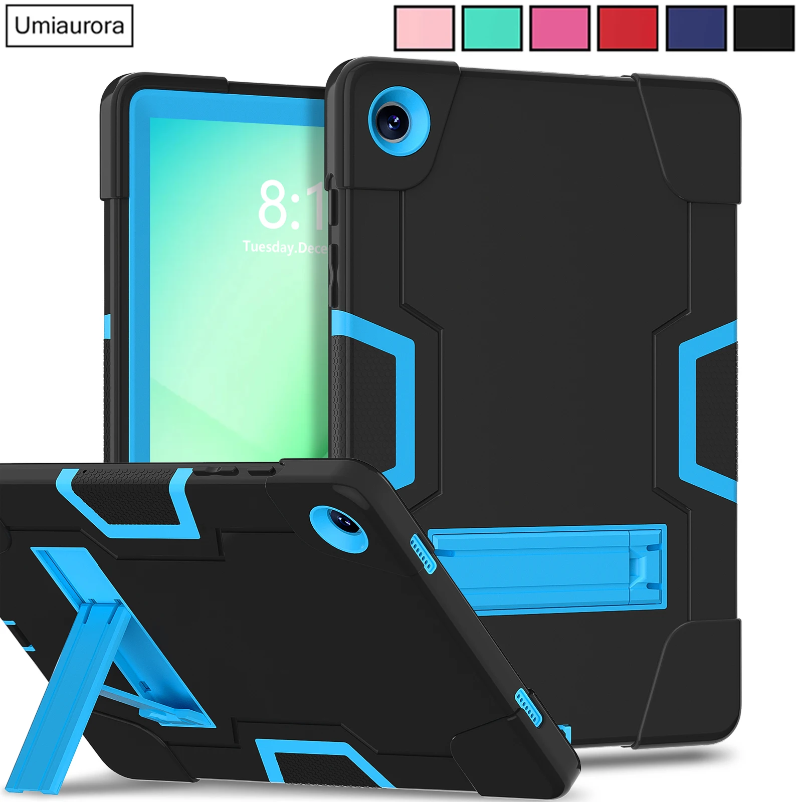 For Samsung Tab A9 8.7 inch SM-X110 A7 A8 A9 A11+ Plus SM-X230 X210 S6 Lite Silicon PC Hybrid Shockproof Tablet Case Stand Funda